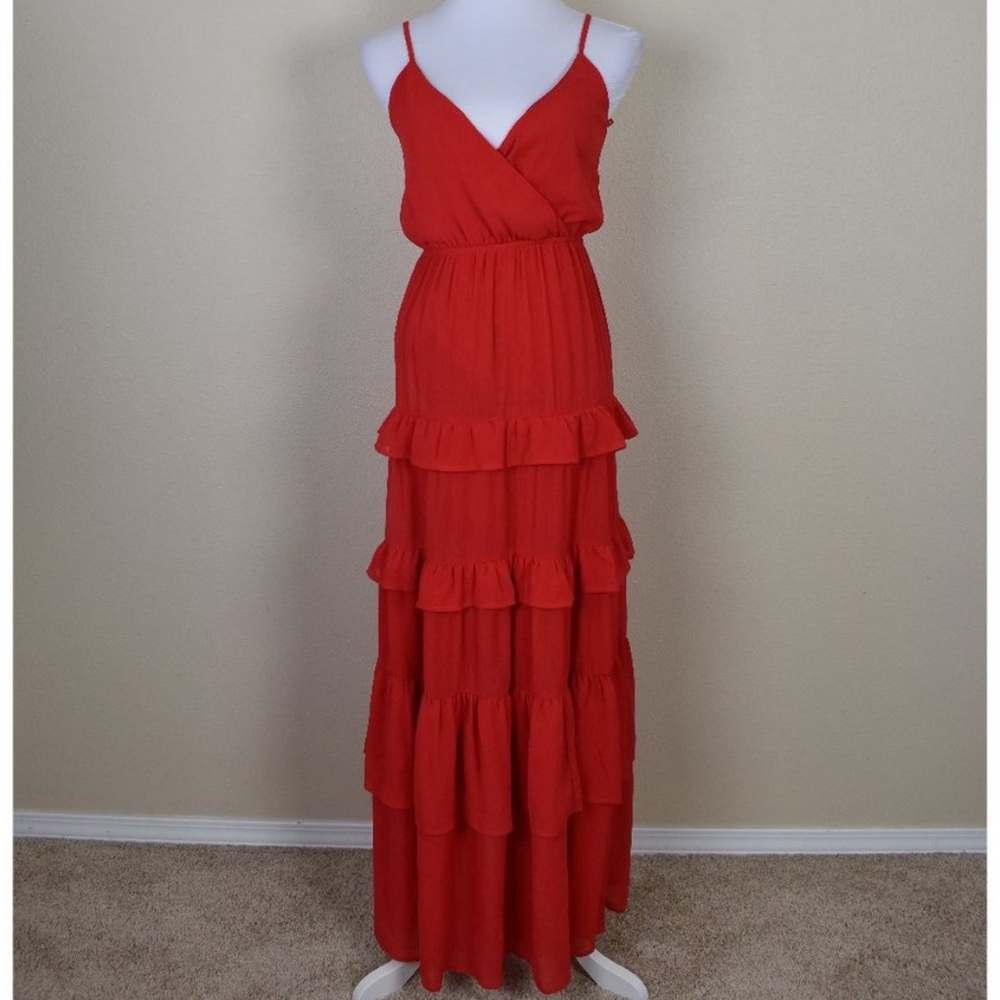 Red Ruffle Maxi Dress